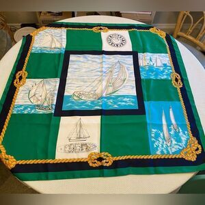 Nautical Yacht sail boat boating silk scarf large square Rope knots boarder